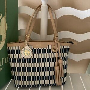 SPARTINA 449 Blue White Daise Island Rare NWT Zip Top Closure